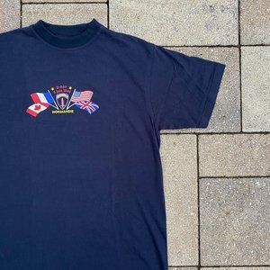 Vintage Royal T US BASICS Normandie D-DAY Navy Blue T Shirt Size Medium